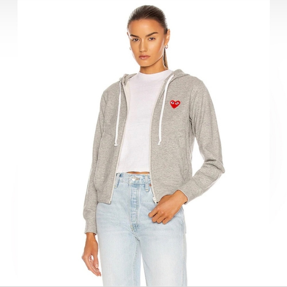 Comme Des‎ Garcon Play Full Zip Hoody Heather Grey size XS